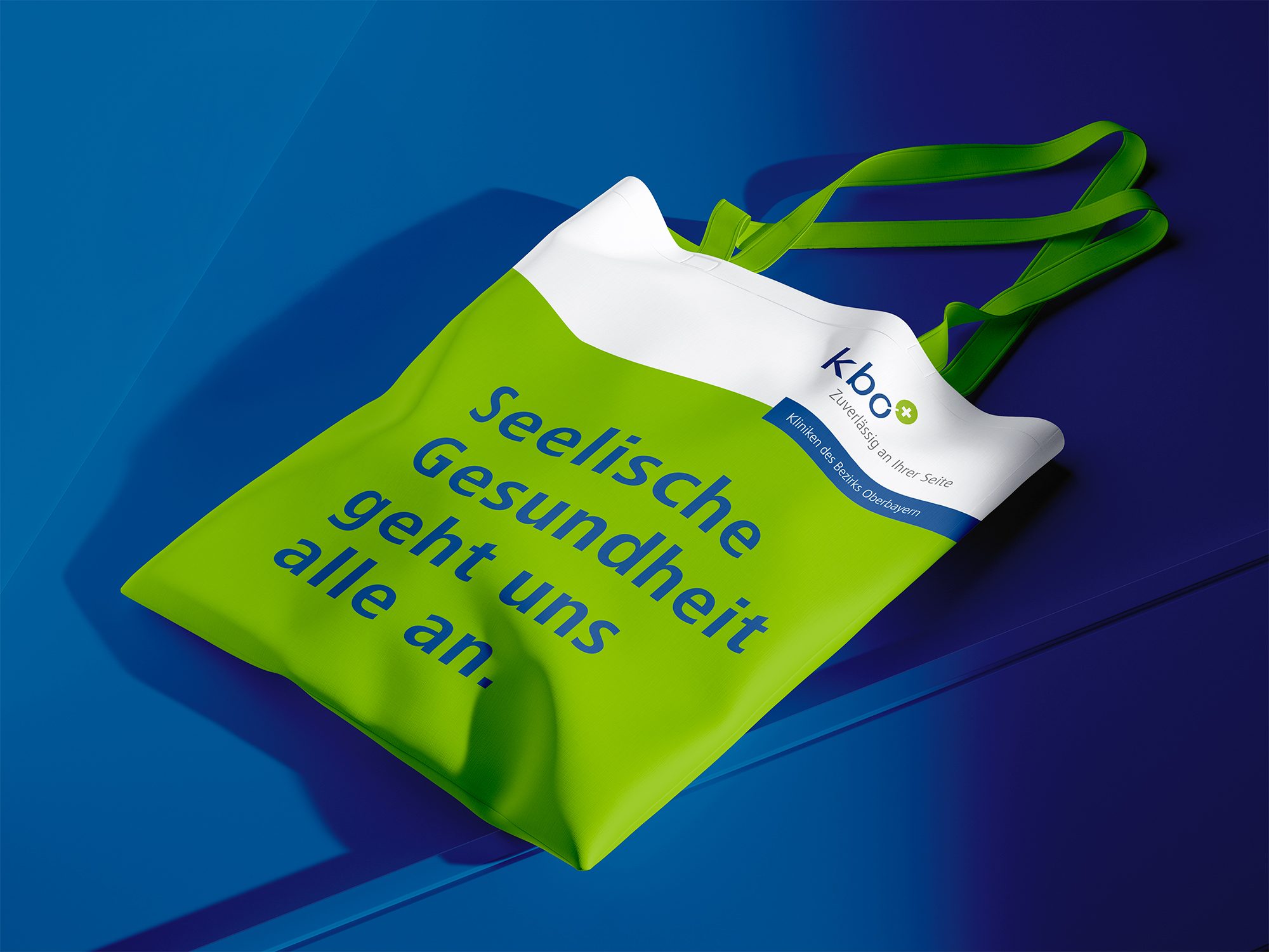 kbo Stoffbeutel mit dem Motto „Seelische Gesundheit geht uns alle an.“