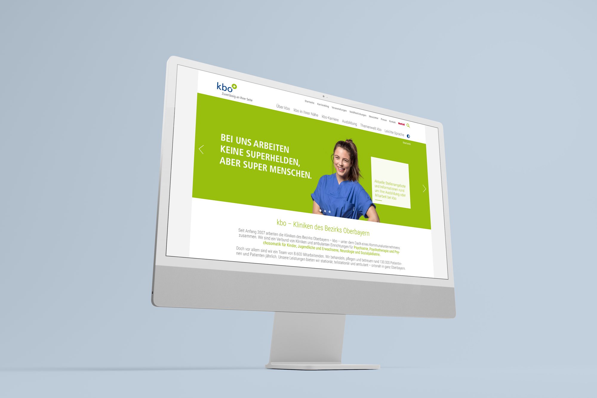 kbo Website auf einem iMac