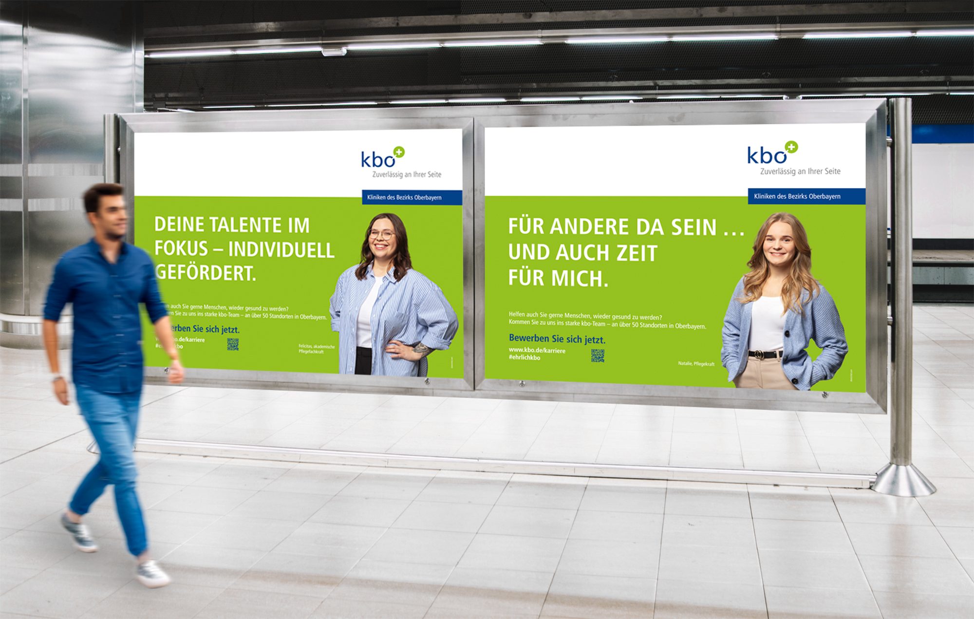 kbo Arbeitgeberkampagne als Plakate in der U-Bahn